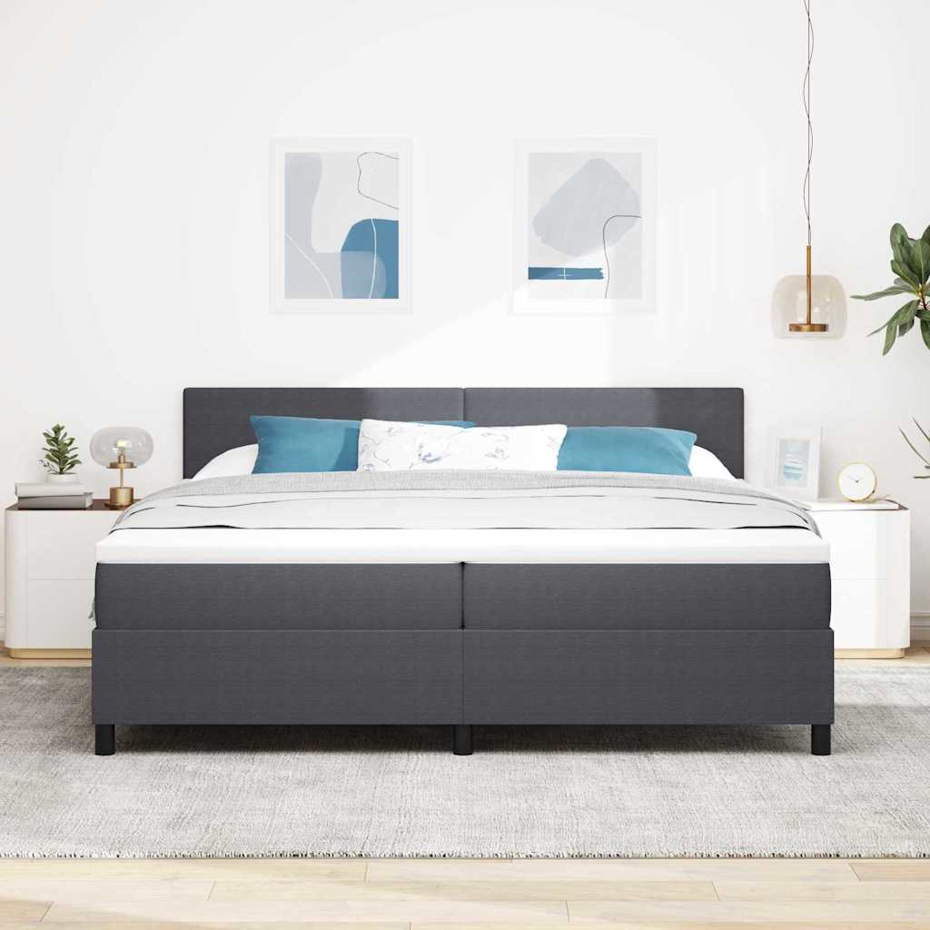 vidaXL LED Κρεβάτι με βάθρο Σκούρο Γκρι και Λευκό 200 x 200 cm