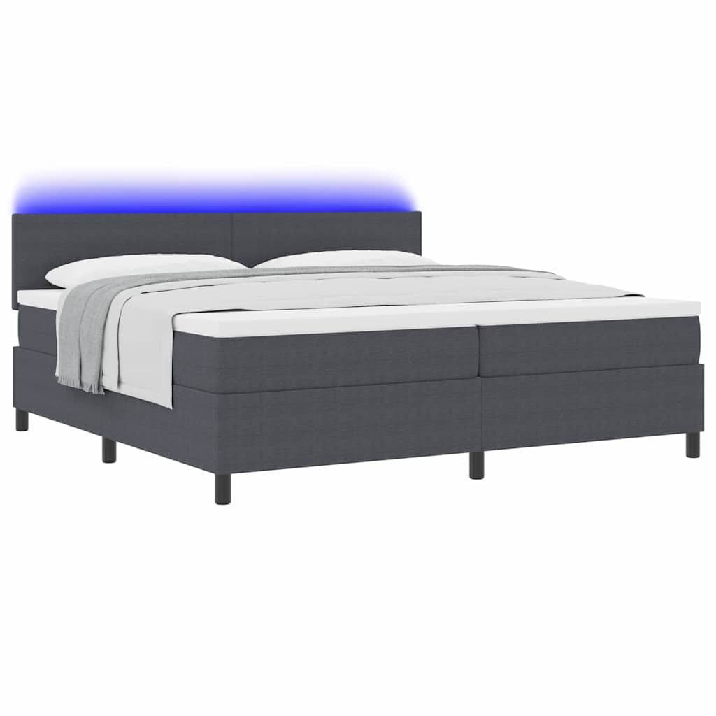 vidaXL LED Κρεβάτι με βάθρο Σκούρο Γκρι και Λευκό 200 x 200 cm