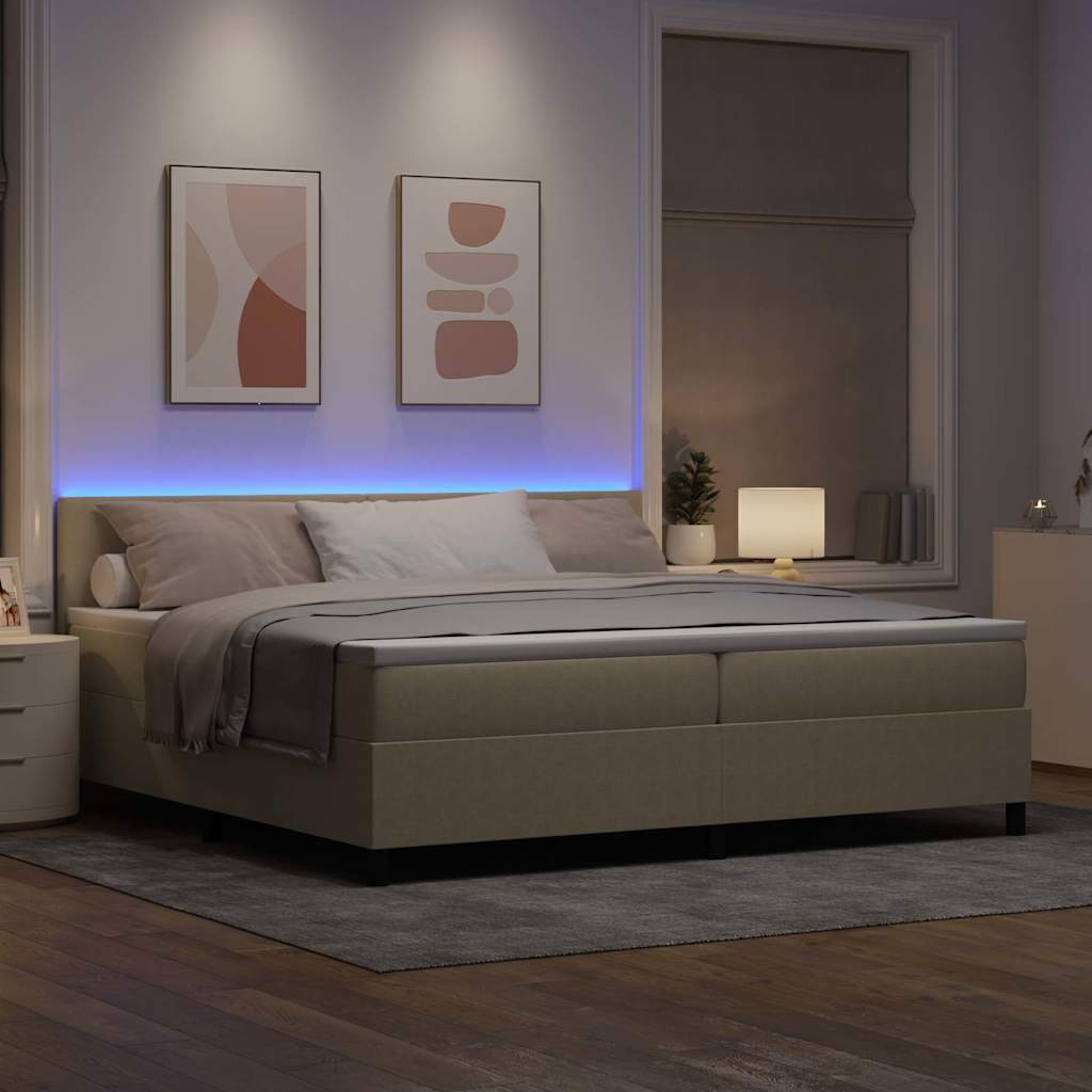 vidaXL LED Κρεβάτι με βάθρο Ανοιχτό Γκρι και Λευκό 200 x 200 cm