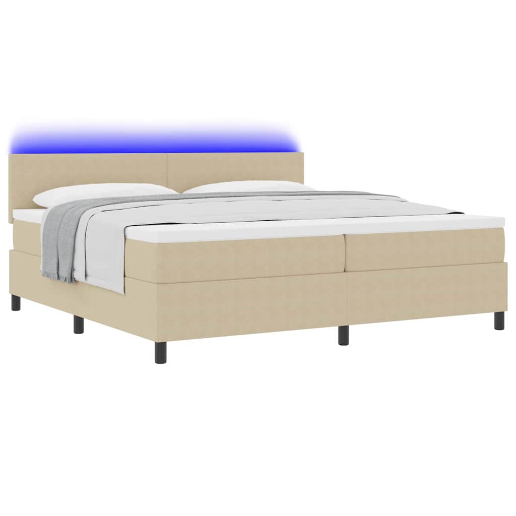 vidaXL LED Κρεβάτι με βάθρο Ανοιχτό Γκρι και Λευκό 200 x 200 cm