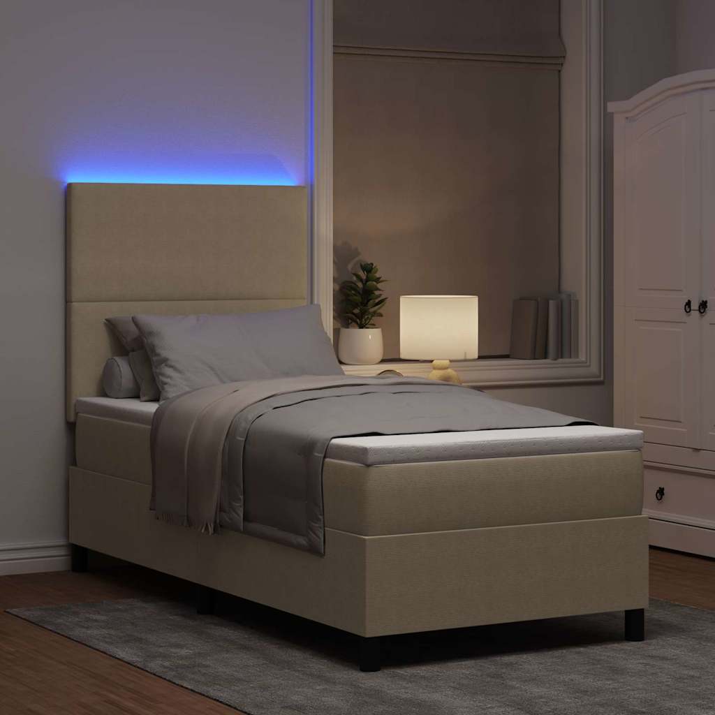 vidaXL LED Κρεβάτι με βάθρο Ανοιχτό Γκρι και Λευκό 80 x 200 cm