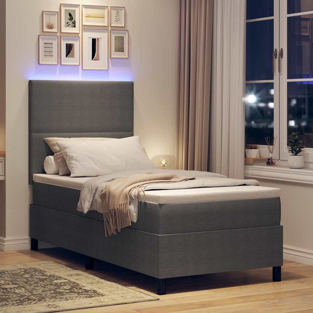 vidaXL LED Κρεβάτι με βάθρο Ανοιχτό Γκρι και Λευκό 100 x 200 cm