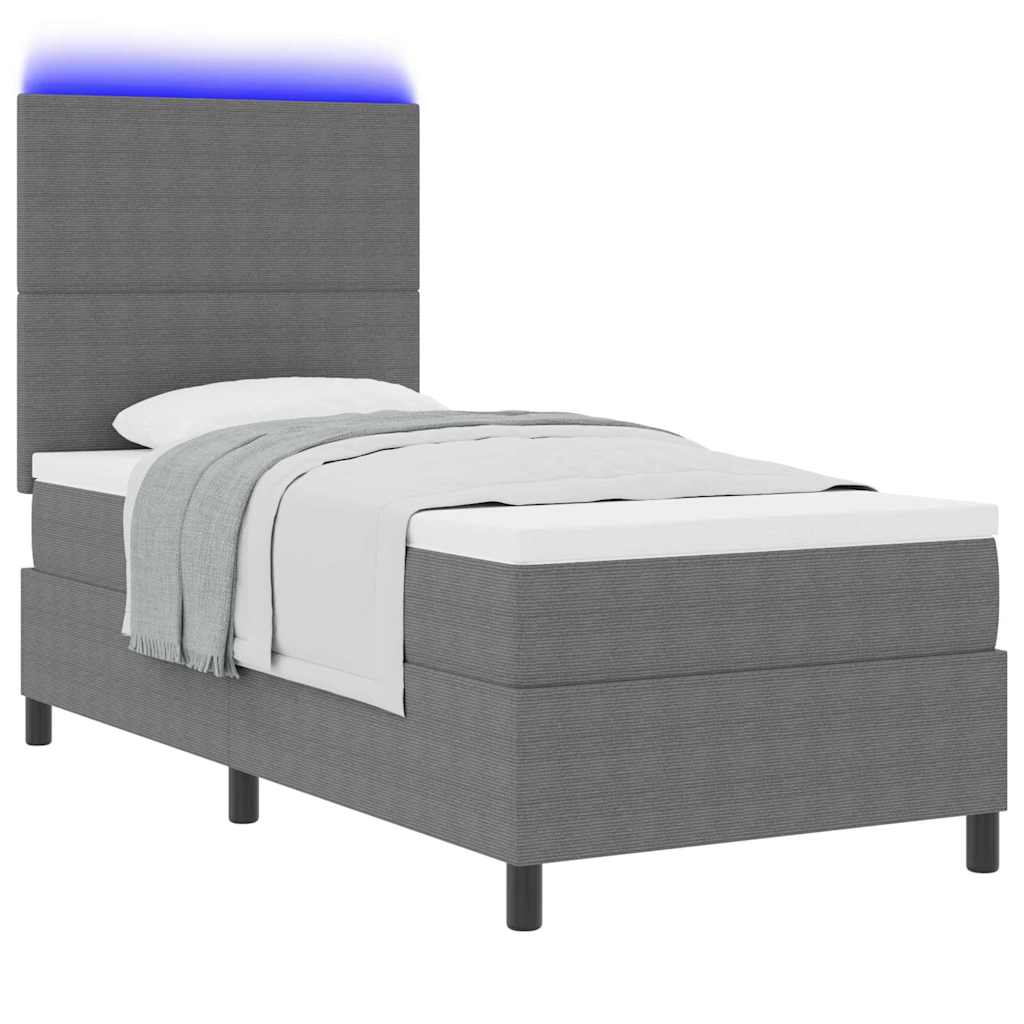 vidaXL LED Κρεβάτι με βάθρο Ανοιχτό Γκρι και Λευκό 100 x 200 cm