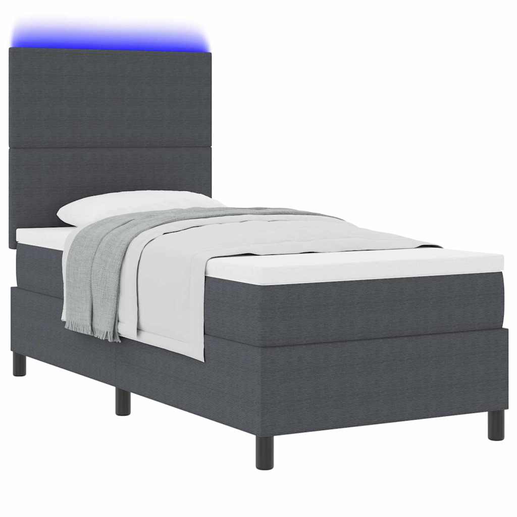 vidaXL LED Κρεβάτι με βάθρο Σκούρο Γκρι και Λευκό 100 x 200 cm