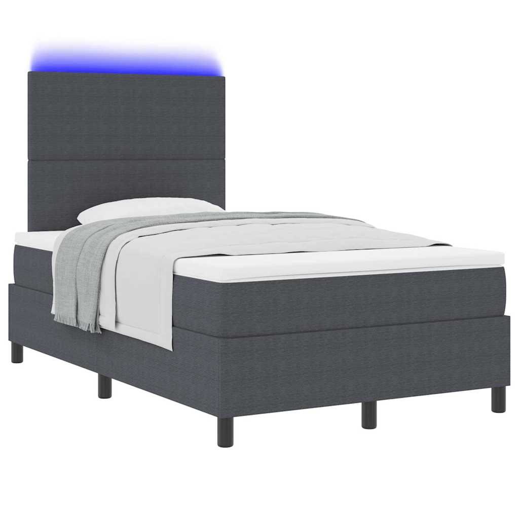 vidaXL LED Κρεβάτι με βάθρο Σκούρο Γκρι και Λευκό 120 x 190 cm