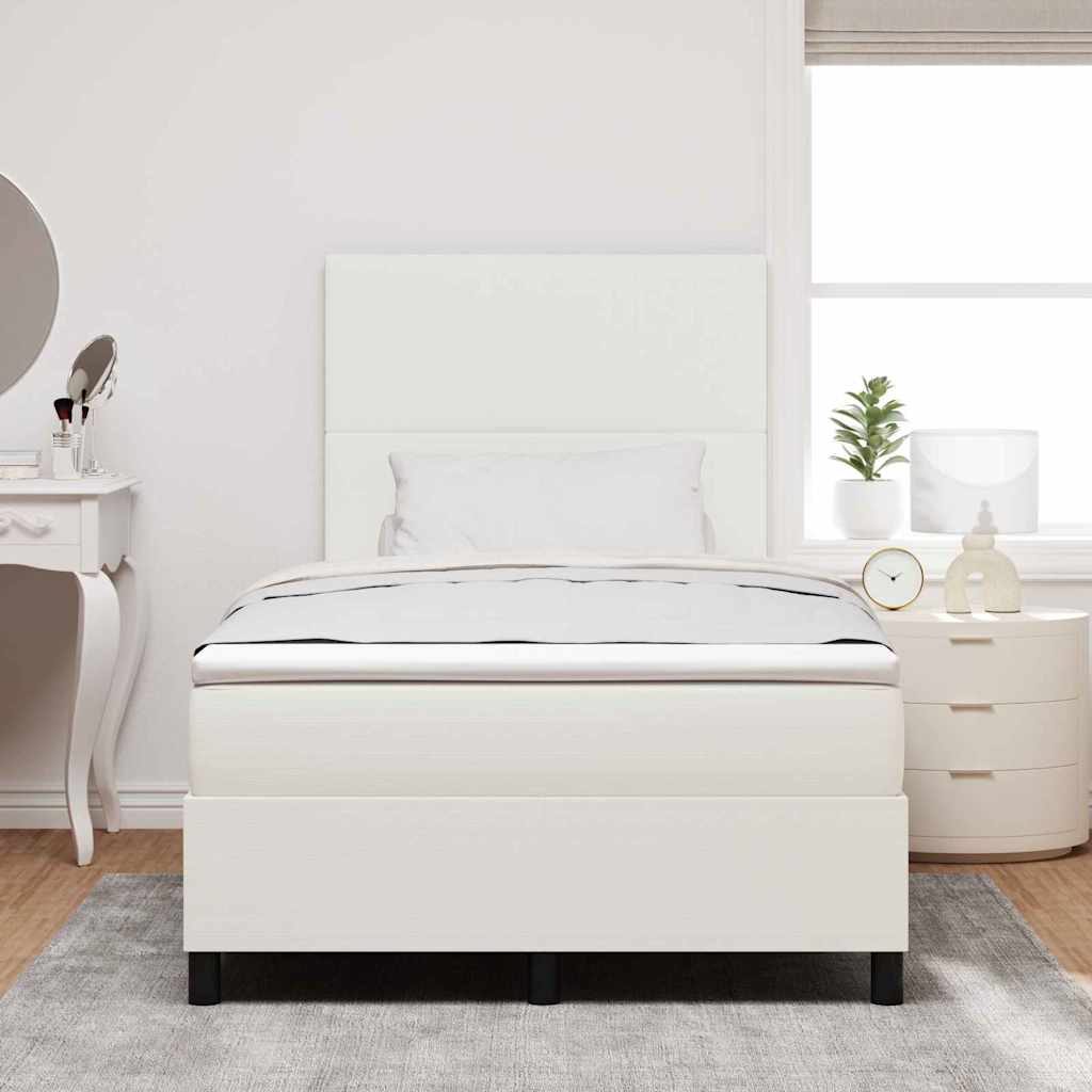 vidaXL LED Κρεβάτι με βάθρο με κεφαλάρι Κρέμα και Λευκό 120 x 190 cm