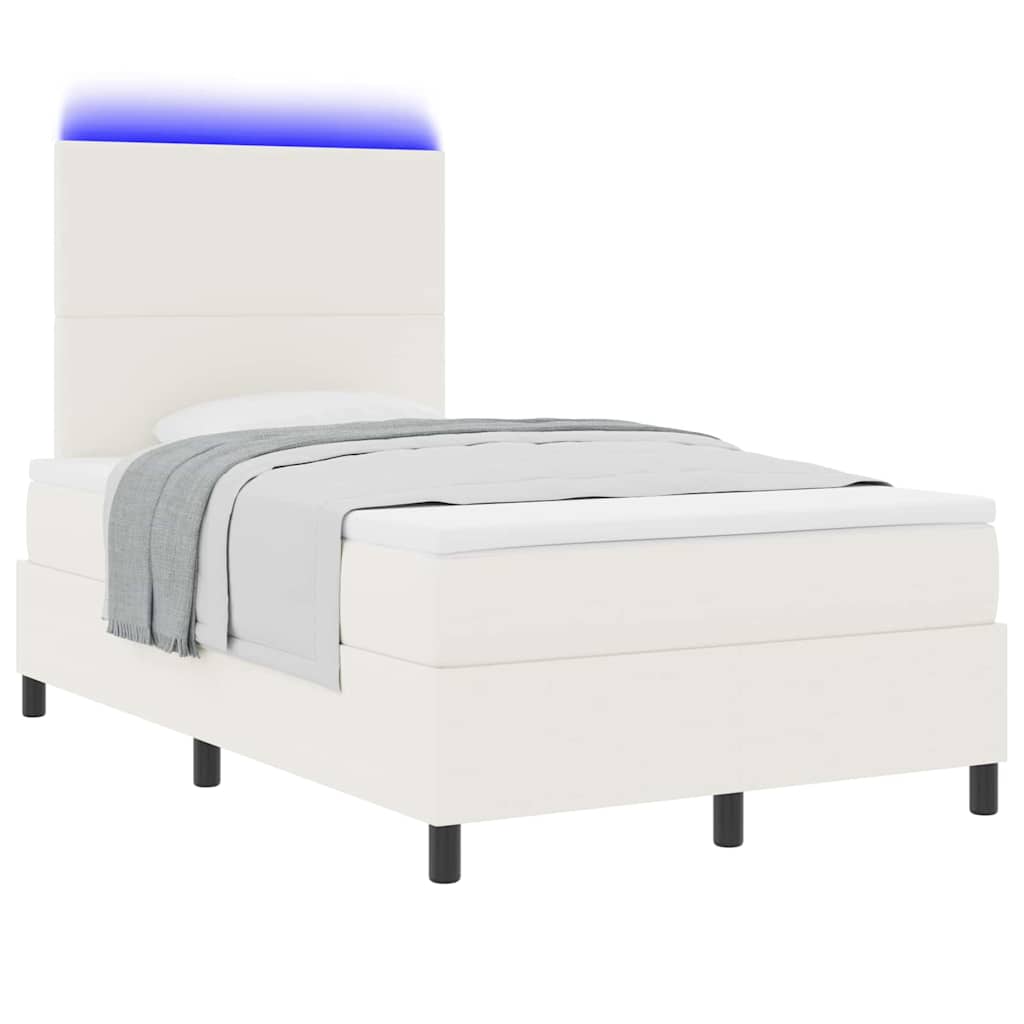 vidaXL LED Κρεβάτι με βάθρο με κεφαλάρι Κρέμα και Λευκό 120 x 190 cm