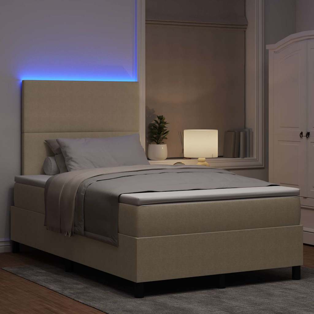 vidaXL LED Κρεβάτι με βάθρο Ανοιχτό Γκρι και Λευκό 120 x 190 cm