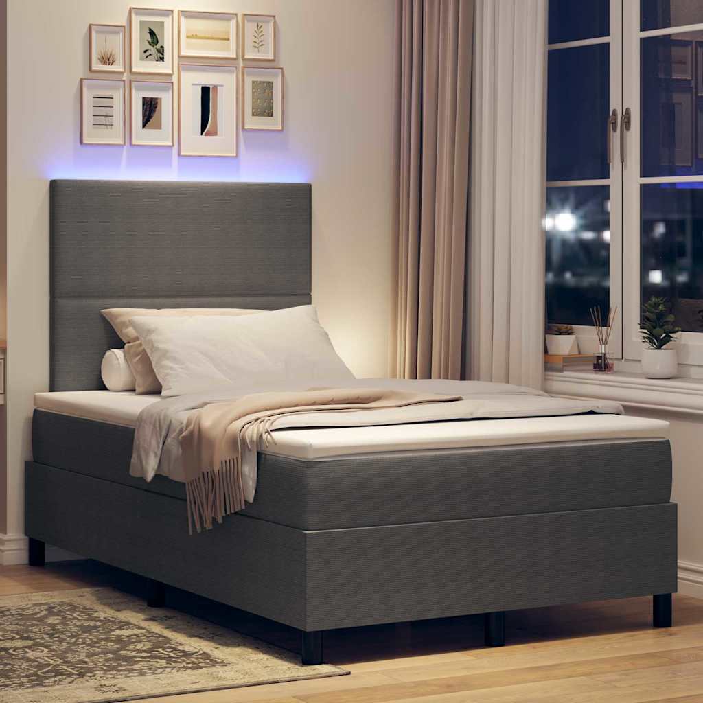 vidaXL LED Κρεβάτι με βάθρο Ανοιχτό Γκρι και Λευκό 120 x 200 cm