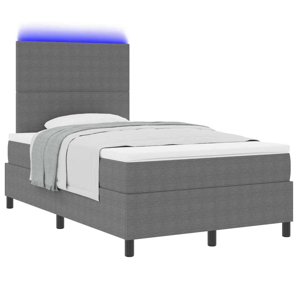 vidaXL LED Κρεβάτι με βάθρο Ανοιχτό Γκρι και Λευκό 120 x 200 cm