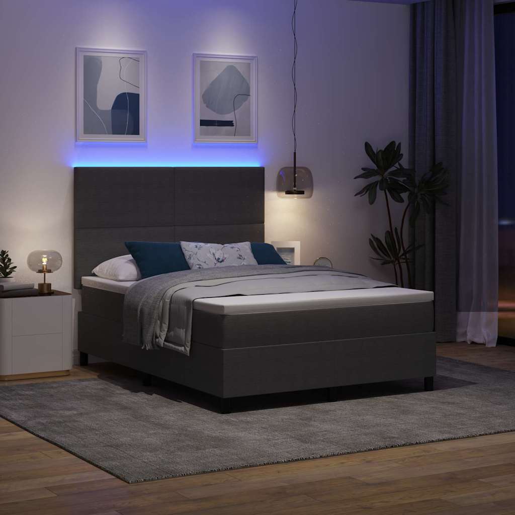 vidaXL LED Κρεβάτι με βάθρο Ανοιχτό Γκρι και Λευκό 140 x 200 cm