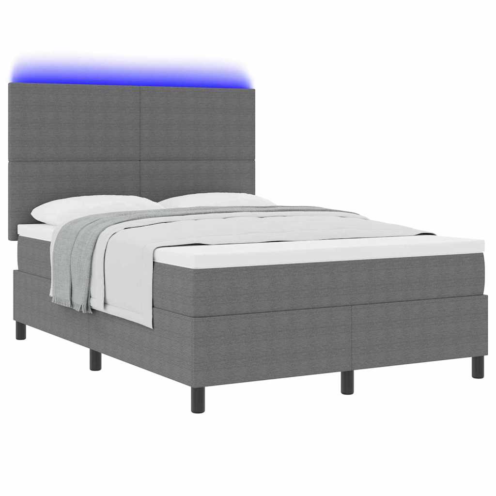 vidaXL LED Κρεβάτι με βάθρο Ανοιχτό Γκρι και Λευκό 140 x 200 cm