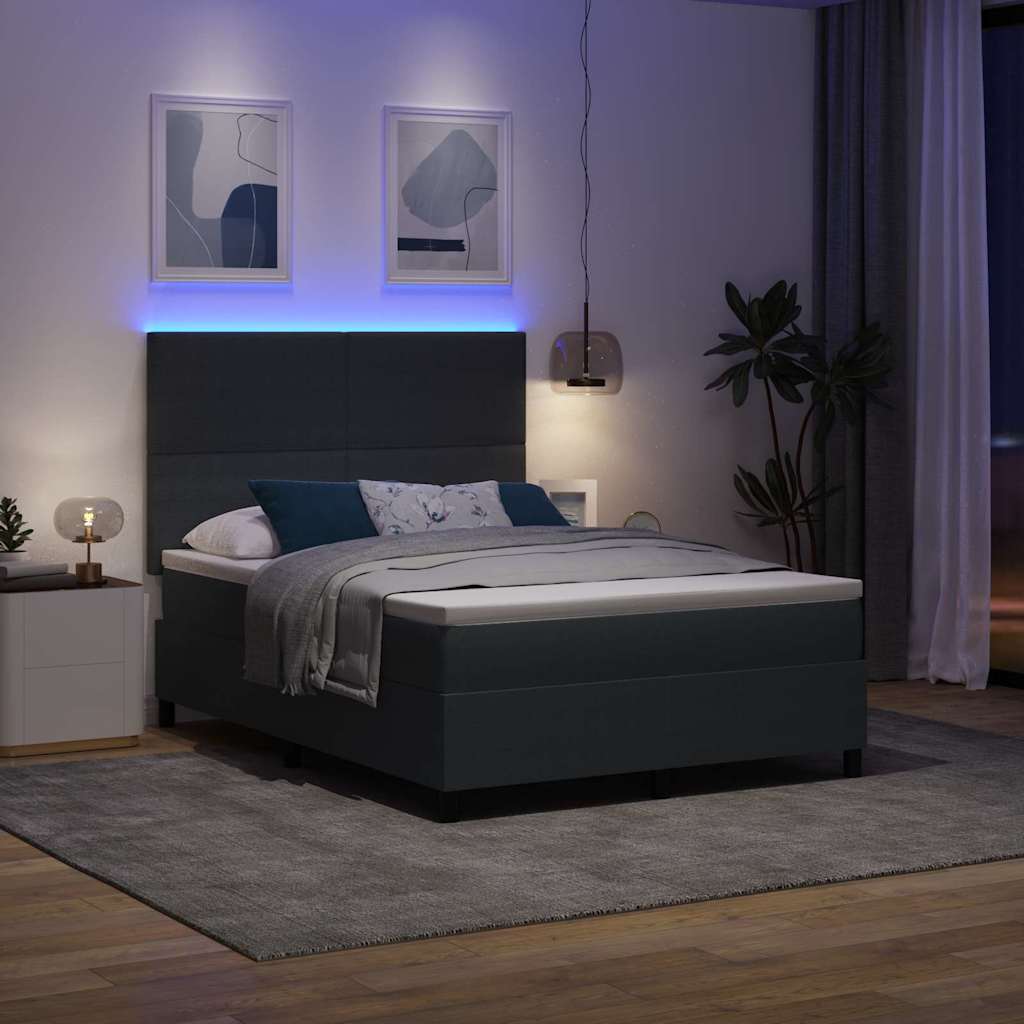 vidaXL LED Κρεβάτι με βάθρο Σκούρο Γκρι και Λευκό 160 x 200 cm