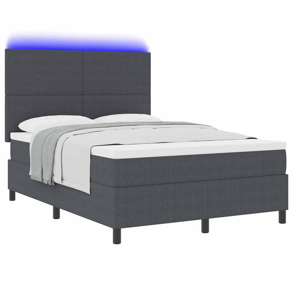 vidaXL LED Κρεβάτι με βάθρο Σκούρο Γκρι και Λευκό 160 x 200 cm