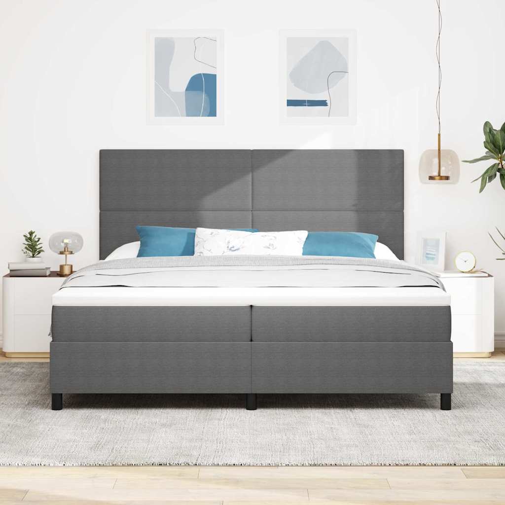 vidaXL LED Κρεβάτι με βάθρο Ανοιχτό Γκρι και Λευκό 200 x 200 cm