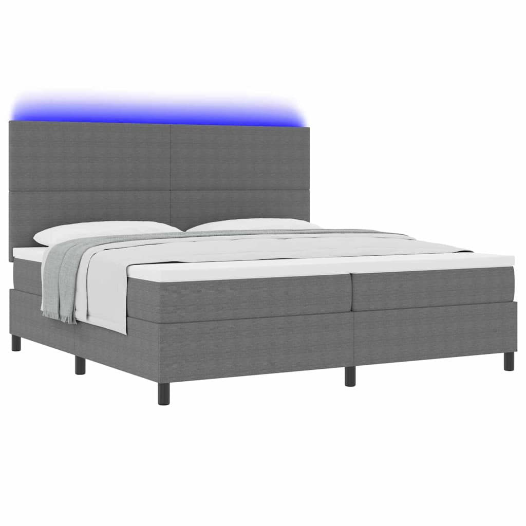 vidaXL LED Κρεβάτι με βάθρο Ανοιχτό Γκρι και Λευκό 200 x 200 cm