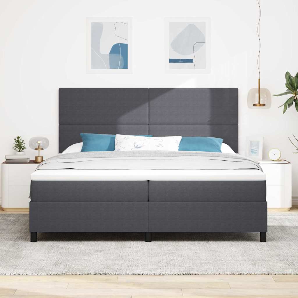 vidaXL LED Κρεβάτι με βάθρο Σκούρο Γκρι και Λευκό 200 x 200 cm