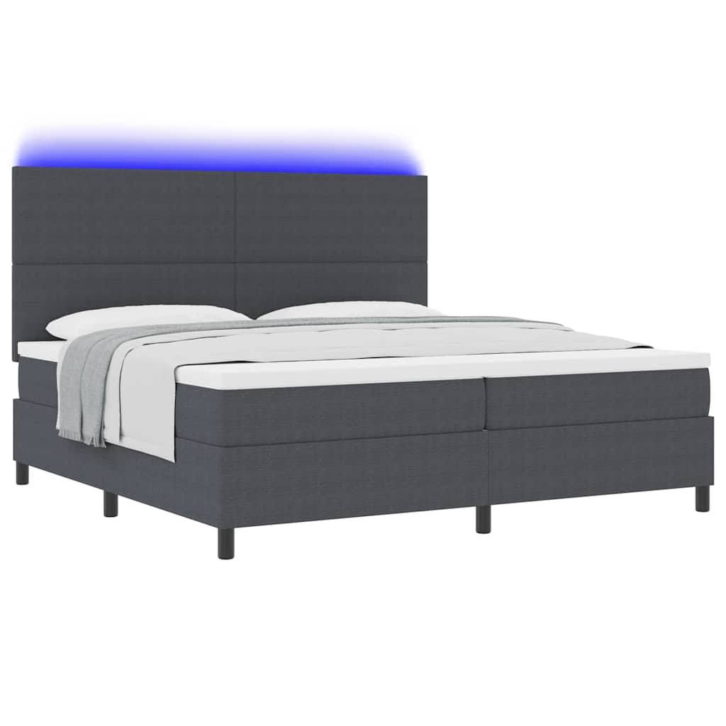 vidaXL LED Κρεβάτι με βάθρο Σκούρο Γκρι και Λευκό 200 x 200 cm