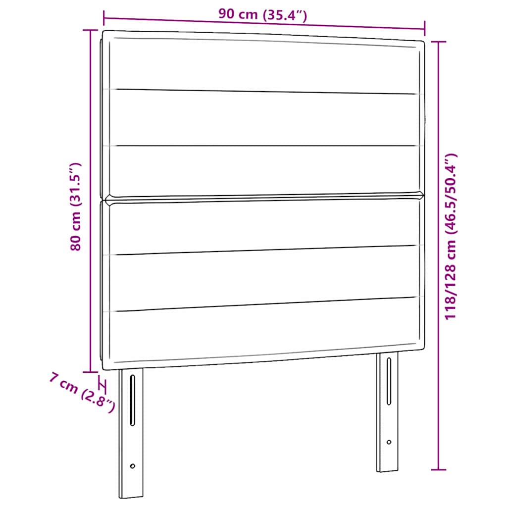 vidaXL Κεφαλάρι με κεφαλάρι Μαύρο 90 cm Τεχνητό Δέρμα