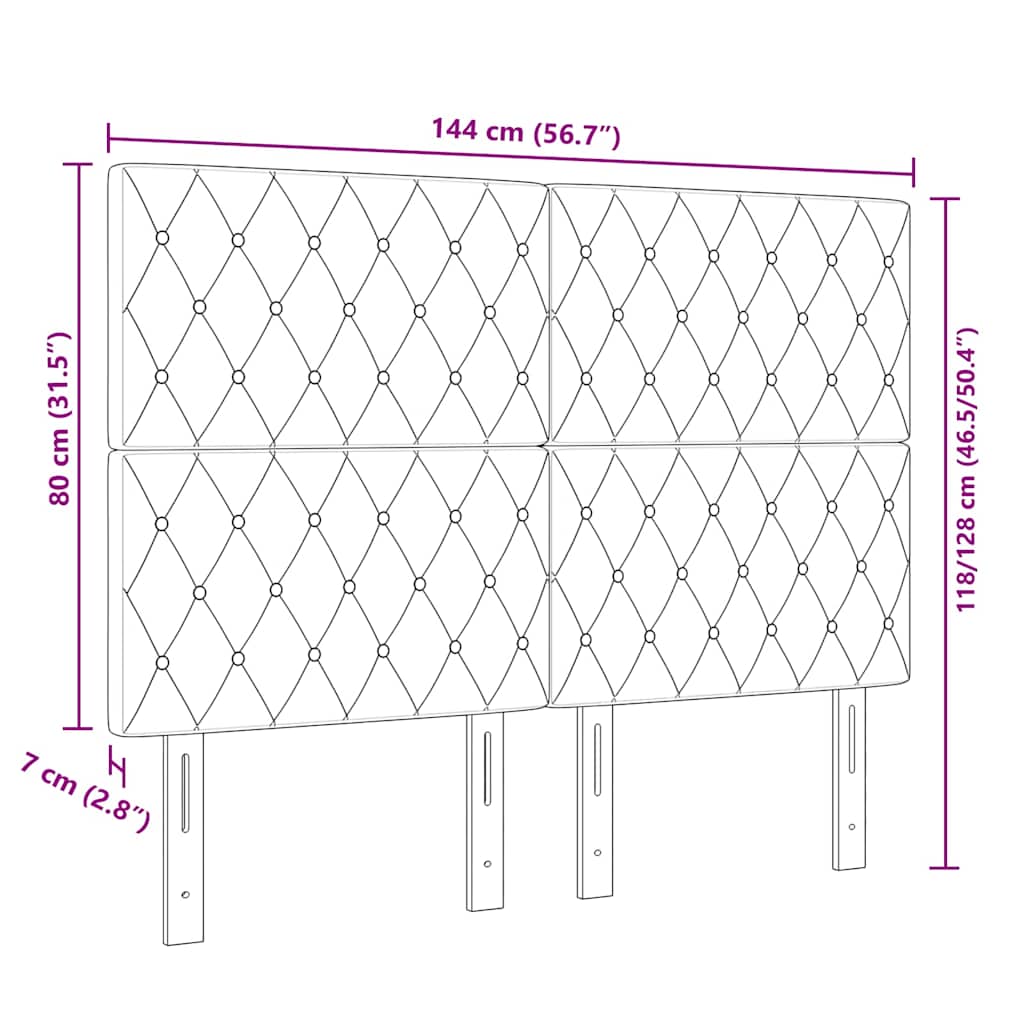 vidaXL Κεφαλάρι με Κρυστάλλινες Κουμπιά Καπιτονέ Ανοιχτό Γκρι 140 cm Βελούδο