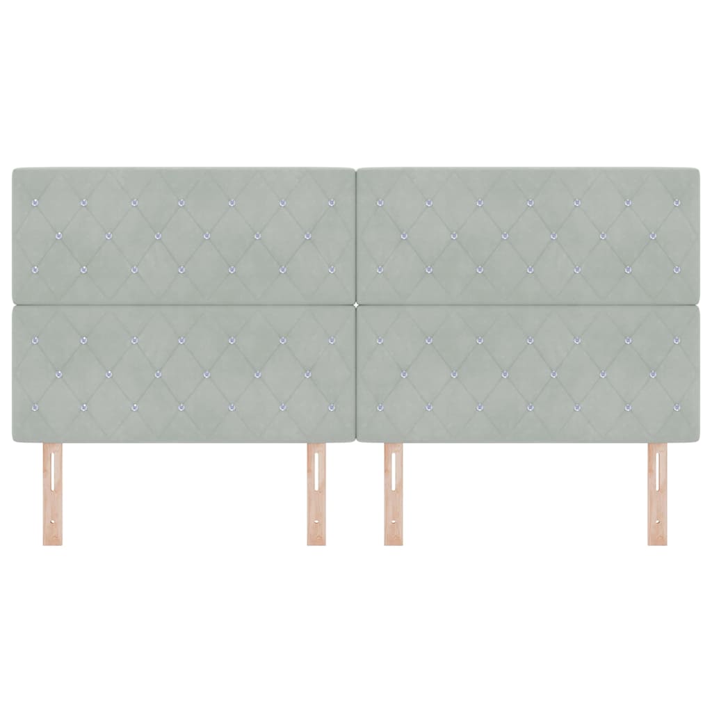 vidaXL Κεφαλάρι Κρυστάλλινα Κουμπιά Ταπετσαρισμένο Ανοιχτό Γκρι 200 εκ. Βελούδο