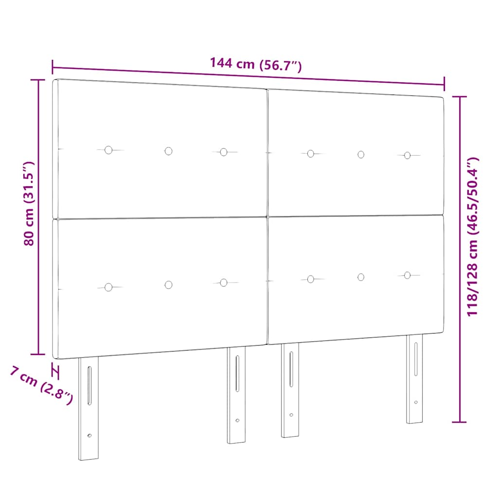 vidaXL Κεφαλάρι με κεφαλάρι Μαύρο 144 cm Τεχνητό Δέρμα