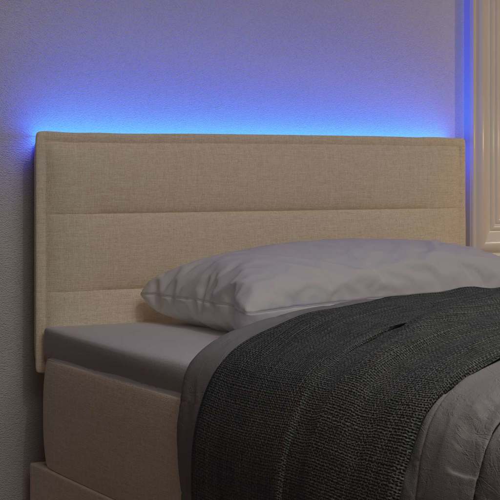 vidaXL LED κεφαλάρι με LED ταινίες φωτός Κρεμ 100 cm ύφασμα