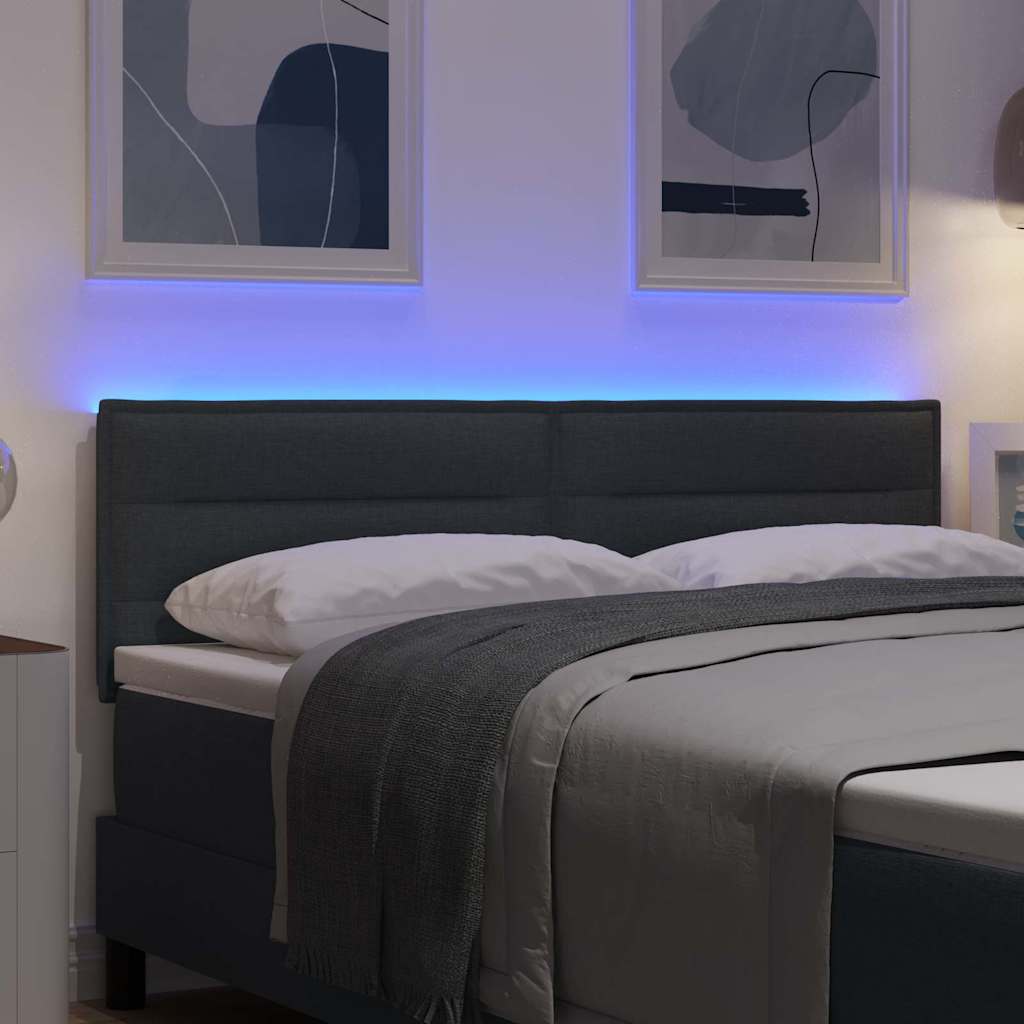 vidaXL LED κεφαλάρι με φώτα λωρίδας LED Σκούρο Γκρι 160 cm Πολυεστέρας