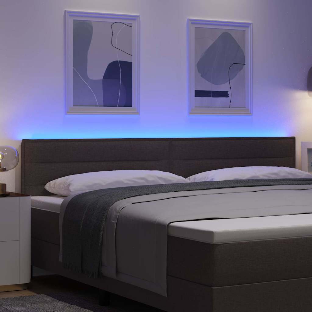 vidaXL LED κεφαλάρι με LED ταινίες φωτός Σκούρο Καφέ 200 cm ύφασμα