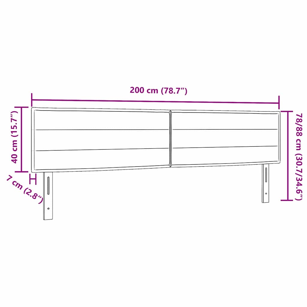 vidaXL LED κεφαλάρι με LED ταινίες φωτός Σκούρο Καφέ 200 cm ύφασμα