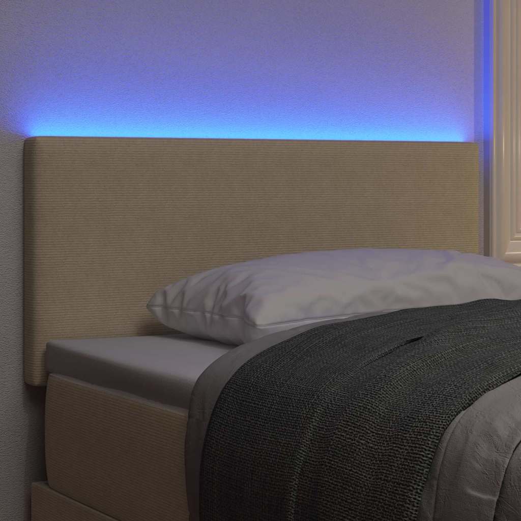 vidaXL LED κεφαλάρι Γκρι Πράσινο 80 cm Υφασμάτινο Κορντουρά
