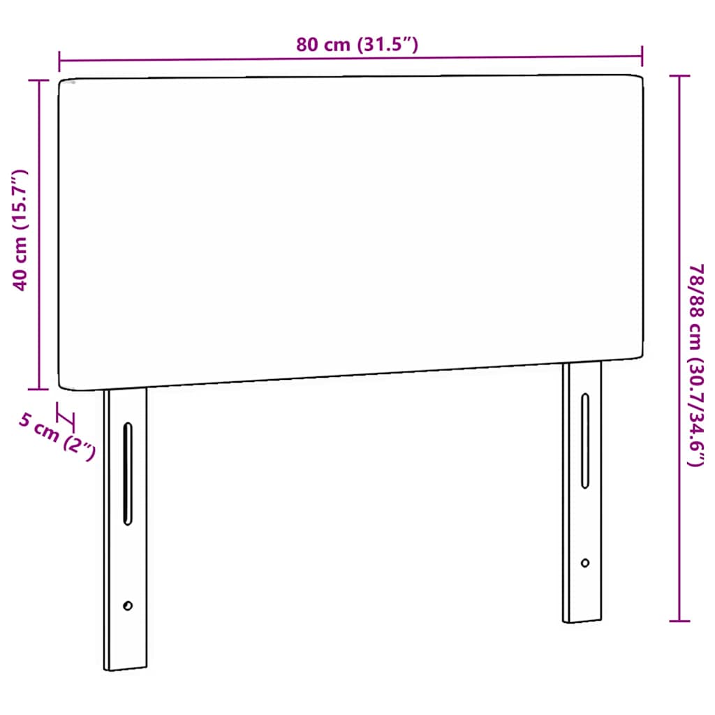 vidaXL LED κεφαλάρι Γκρι Πράσινο 80 cm Υφασμάτινο Κορντουρά