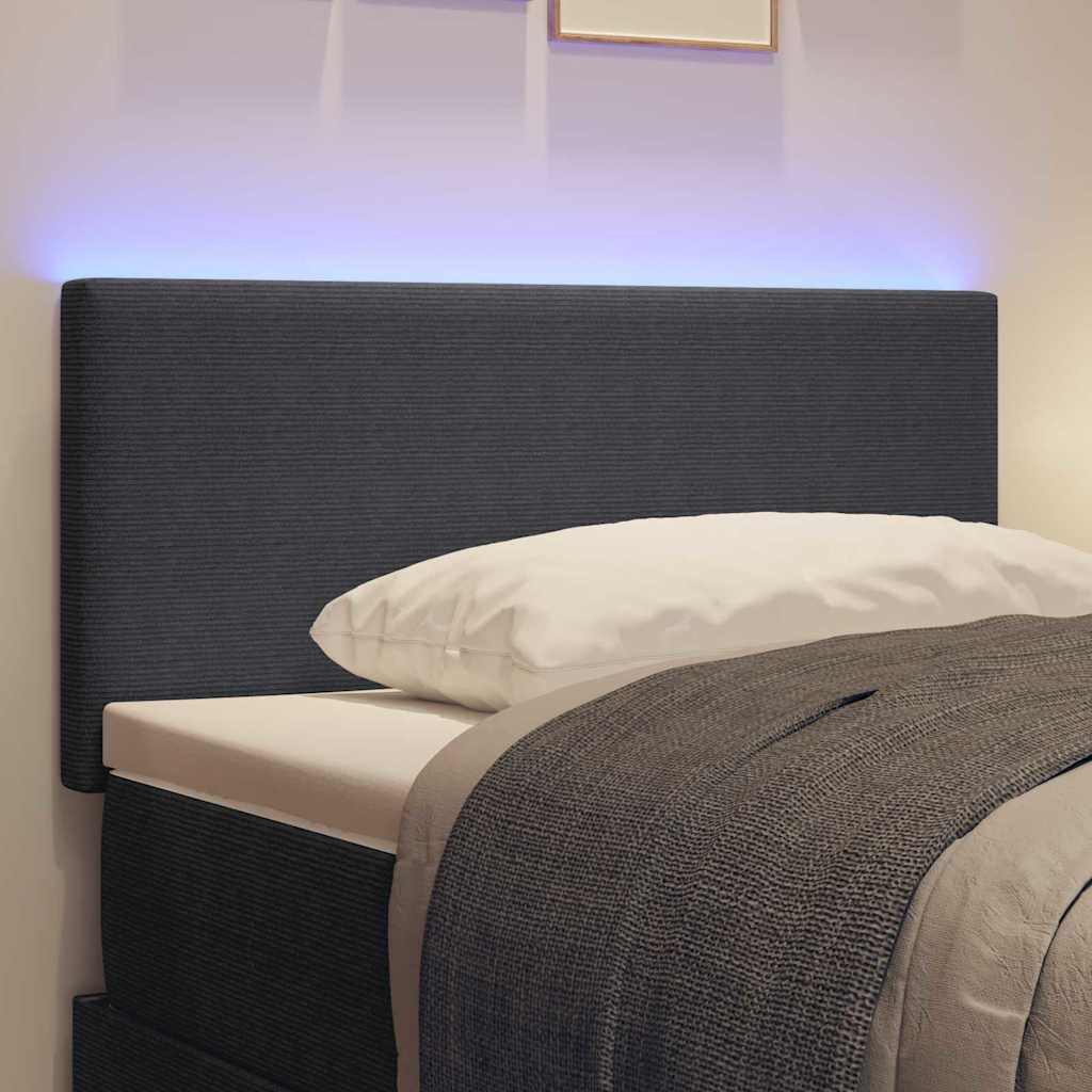 vidaXL LED κεφαλάρι Σκούρο Γκρι 100 cm Υφασμάτινο Κορντουρά