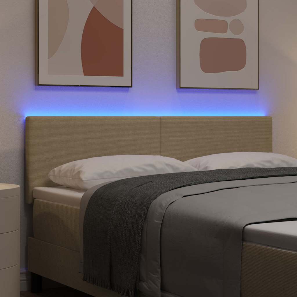 vidaXL LED κεφαλάρι Γκρι Πράσινο 144 cm Υφασμάτινο Κορντουρά