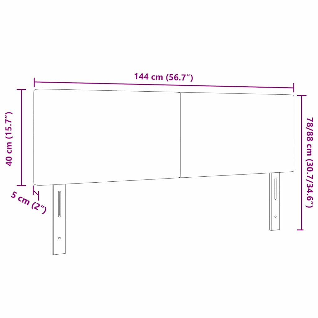 vidaXL LED κεφαλάρι Γκρι Πράσινο 144 cm Υφασμάτινο Κορντουρά