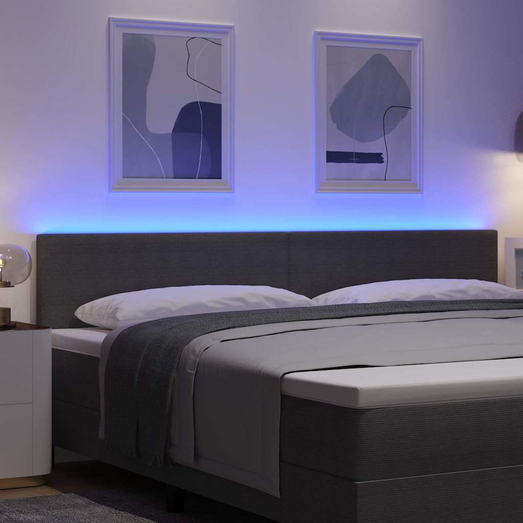 vidaXL LED κεφαλάρι με κεφαλάρι Ανοιχτό γκρι 200 cm Πολυεστέρας