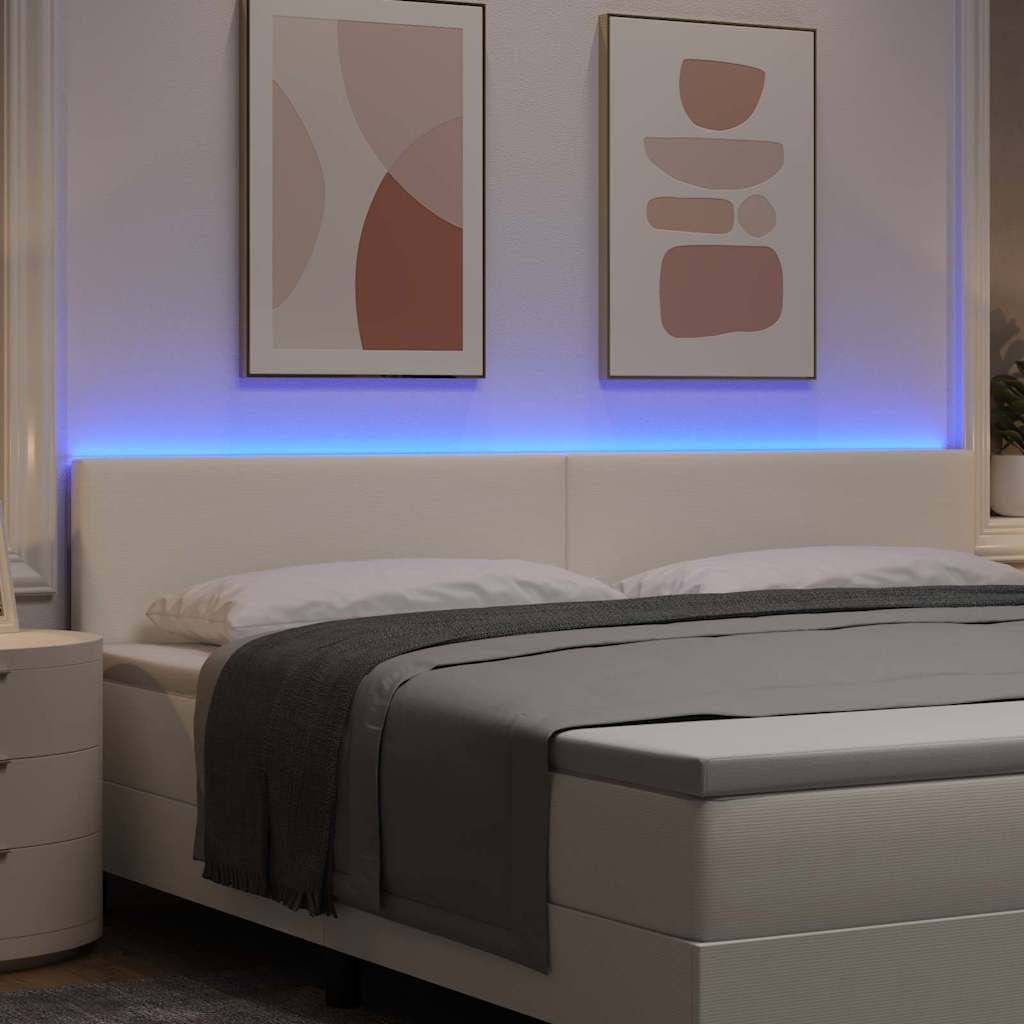 vidaXL LED κεφαλάρι με φώτα λωρίδας LED Κρεμ 200 cm Πολυεστέρας