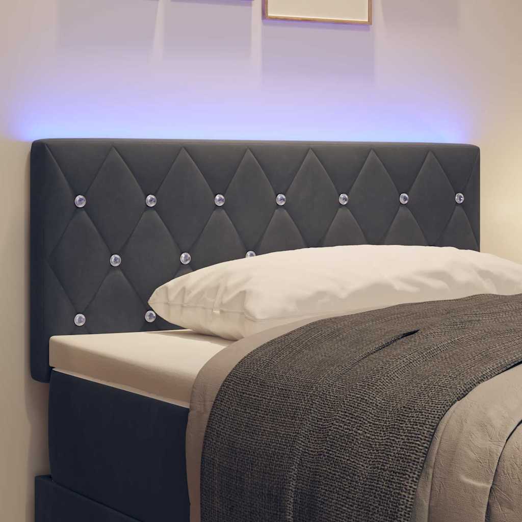 vidaXL LED Κεφαλάρι με Κρύσταλλο και Τάφρο Σκούρο Γκρι 100 cm από βελούδο