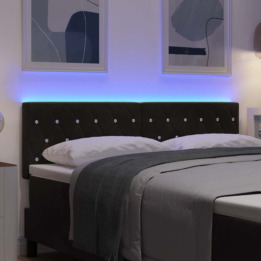 vidaXL LED κεφαλάρι με LED ταινίες φωτός Μαύρο 144 cm Βελούδο