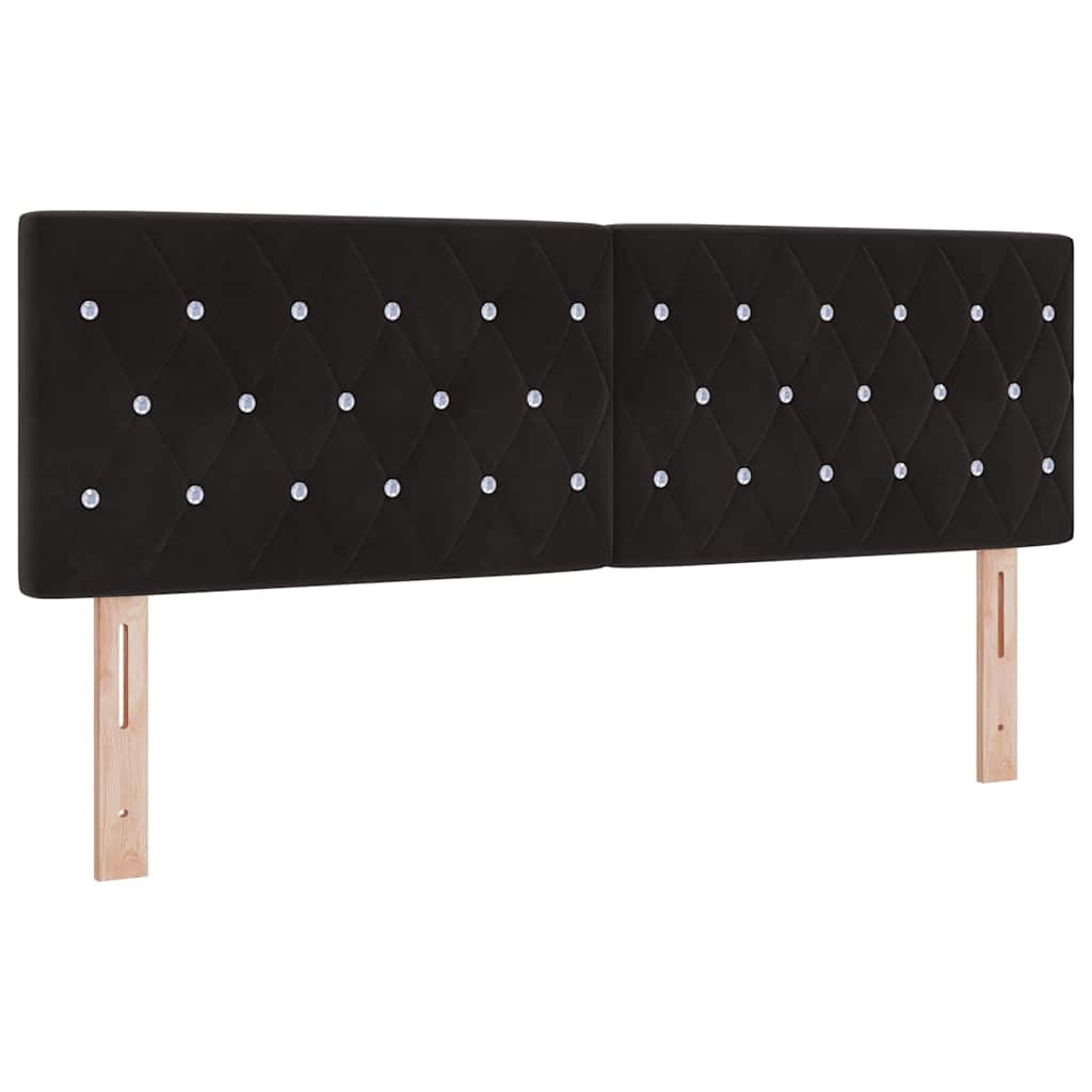 vidaXL LED κεφαλάρι με LED ταινίες φωτός Μαύρο 144 cm Βελούδο