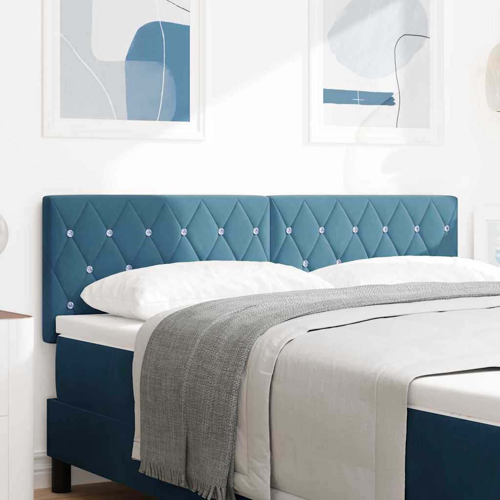 vidaXL LED κεφαλάρι με LED ταινίες φωτός Σκούρο Μπλε 144 cm Βελούδο