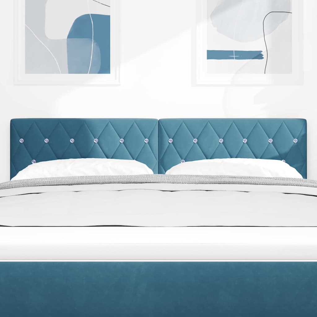 vidaXL LED κεφαλάρι με LED ταινίες φωτός Σκούρο Μπλε 144 cm Βελούδο