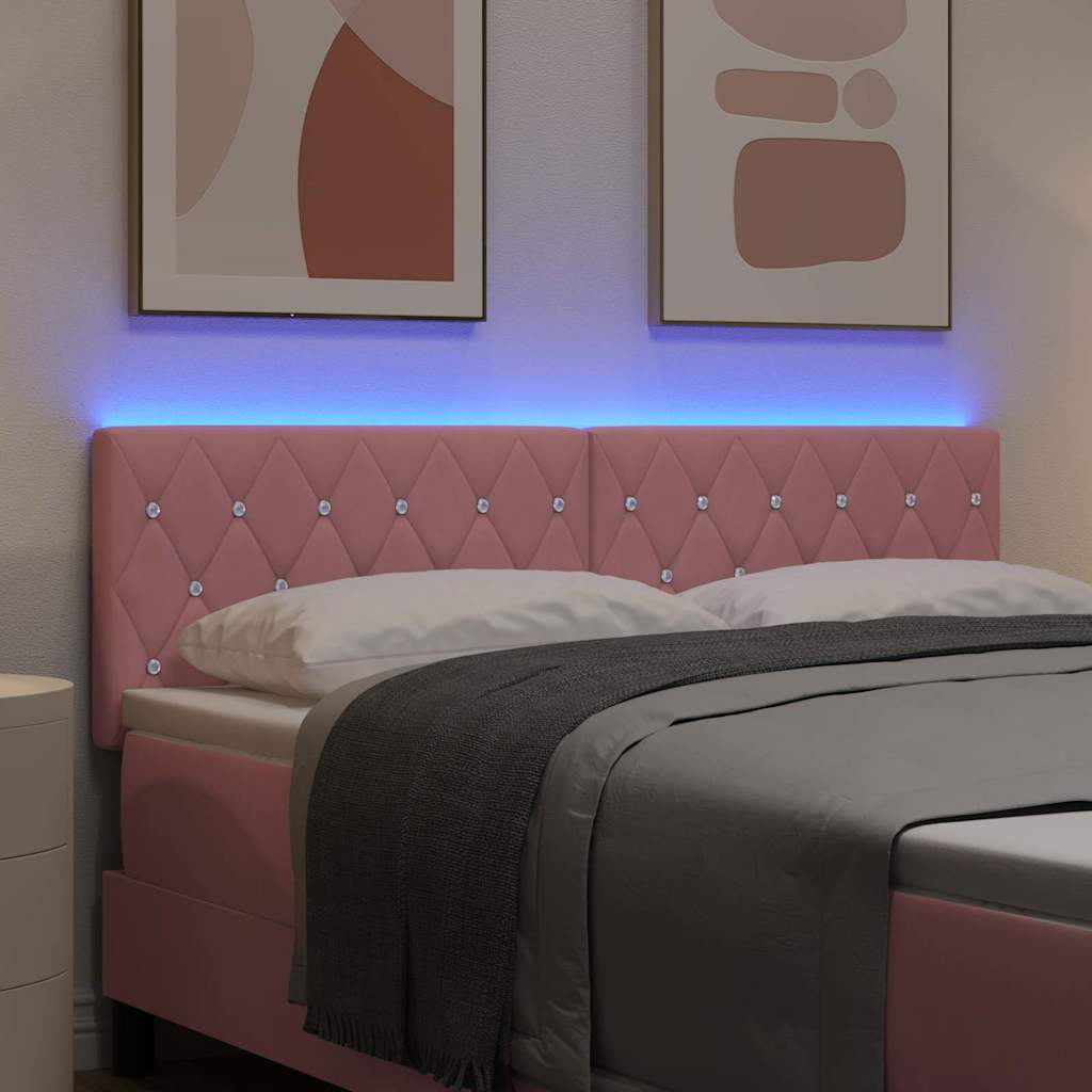 vidaXL LED κεφαλάρι με LED ταινίες φωτός Ροζ 160 cm Βελούδο