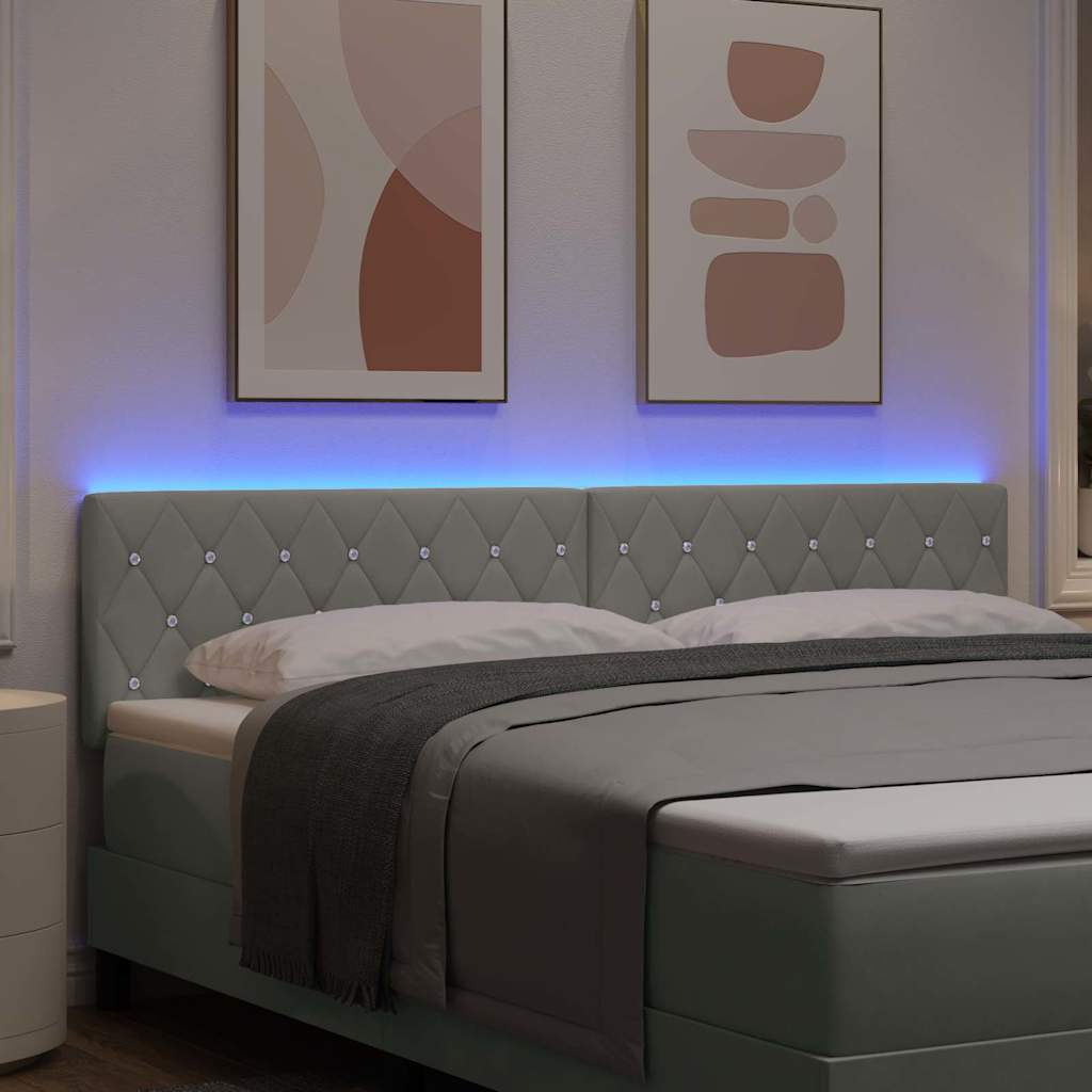 vidaXL LED κεφαλάρι με LED ταινίες φωτός Ανοιχτό γκρι 180 cm Βελούδο
