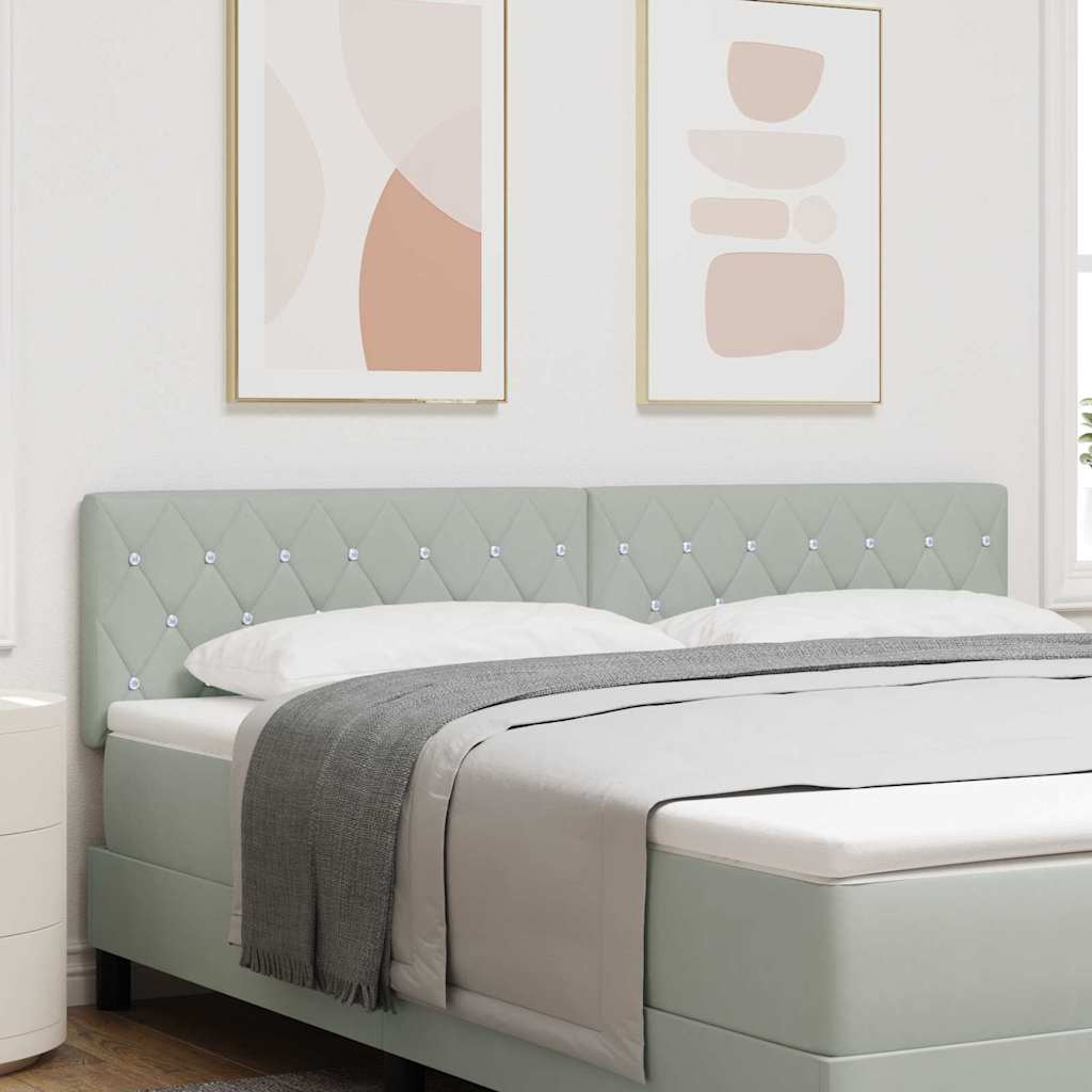 vidaXL LED κεφαλάρι με LED ταινίες φωτός Ανοιχτό γκρι 180 cm Βελούδο
