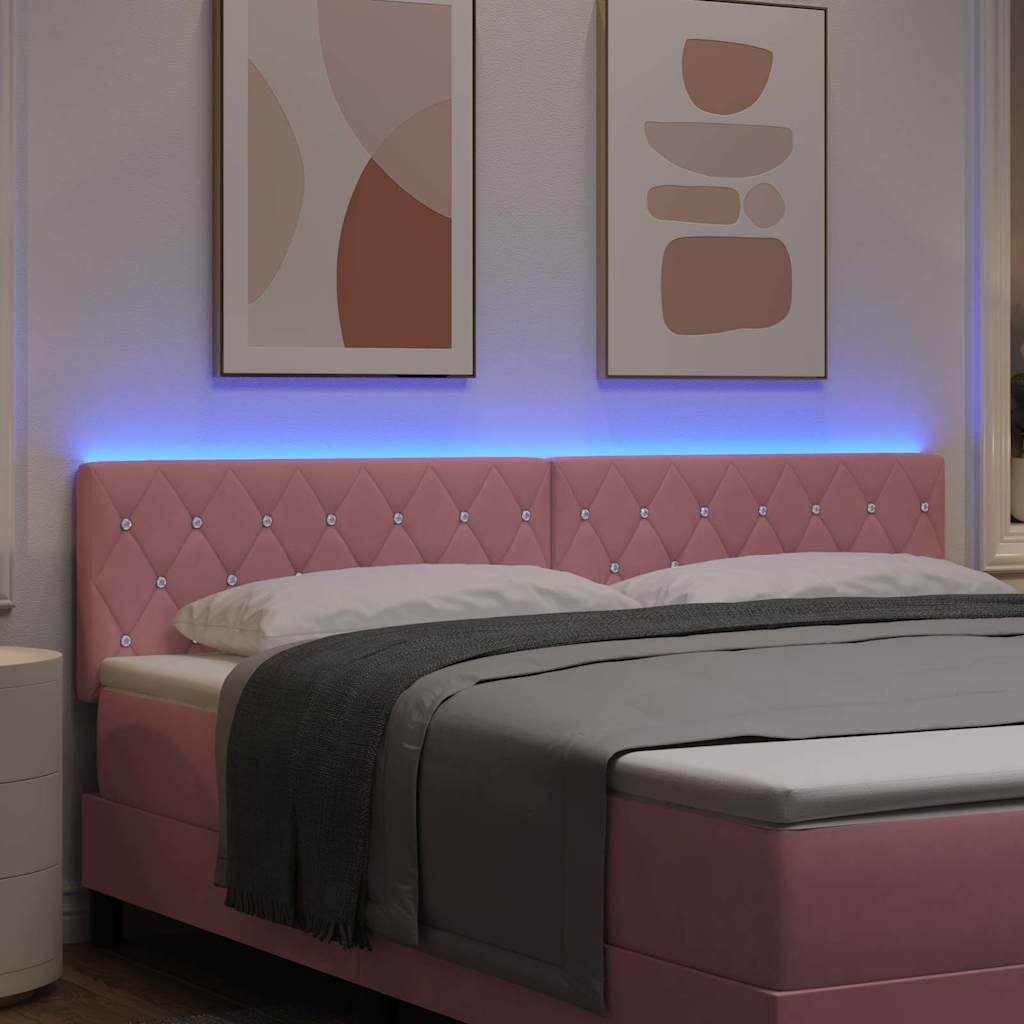 vidaXL LED κεφαλάρι με LED ταινίες φωτός Ροζ 180 cm Βελούδο
