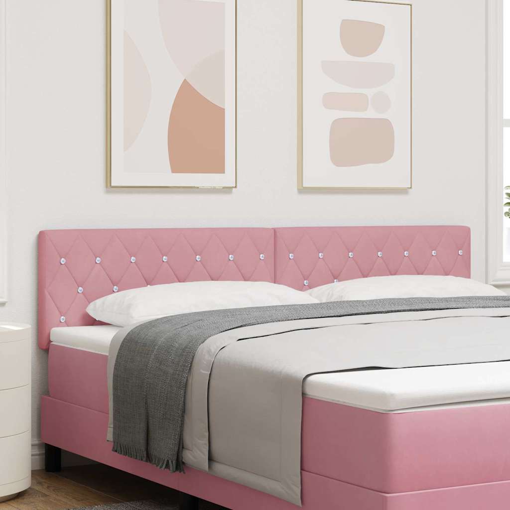 vidaXL LED κεφαλάρι με LED ταινίες φωτός Ροζ 180 cm Βελούδο