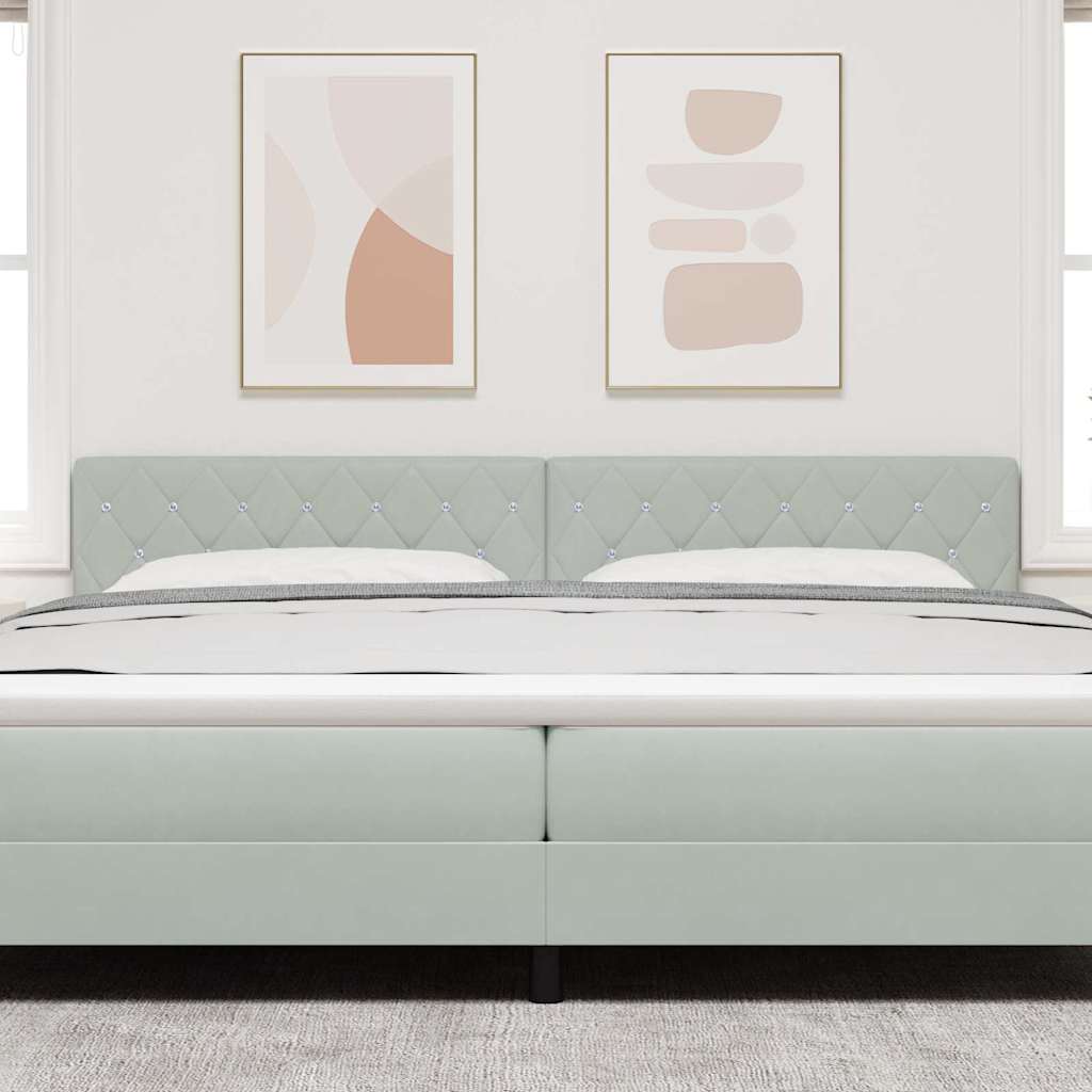 vidaXL LED Κεφαλάρι με Κρύσταλλο, Γκρι Διπλωμένο 100εκ, Βελούδο