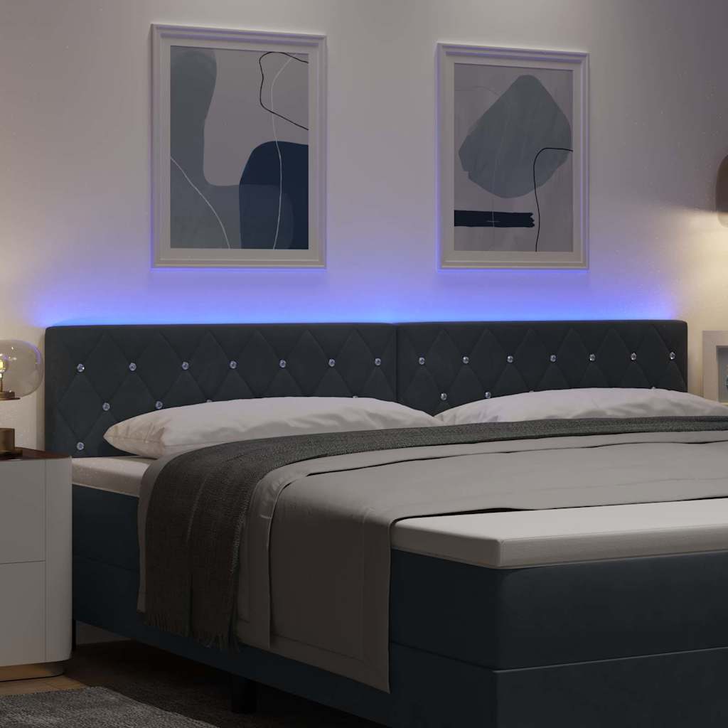 vidaXL LED κεφαλάρι με LED ταινίες φωτός Σκούρο Γκρι 200 cm Βελούδο