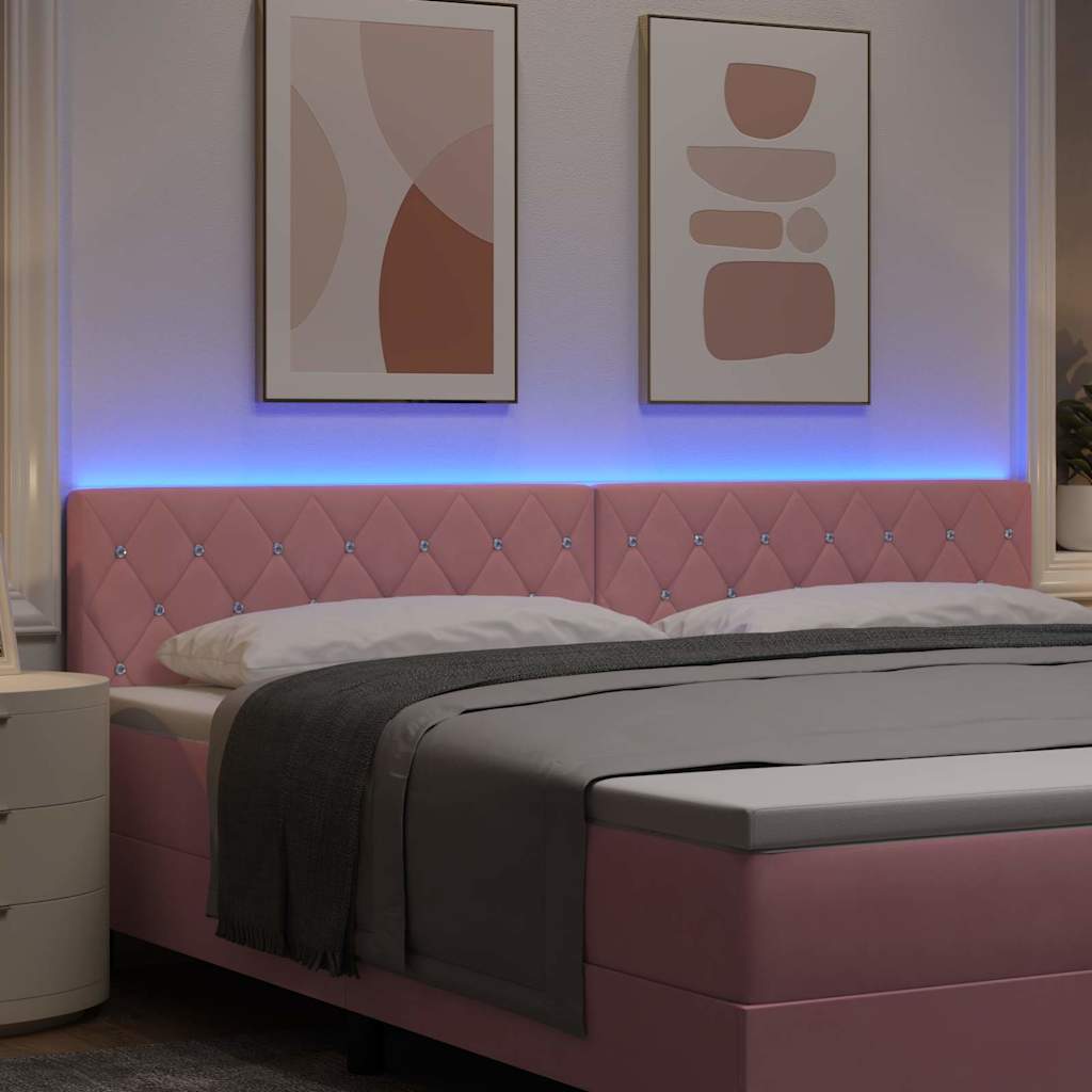 vidaXL LED κεφαλάρι με LED ταινίες φωτός Ροζ 200 cm Βελούδο